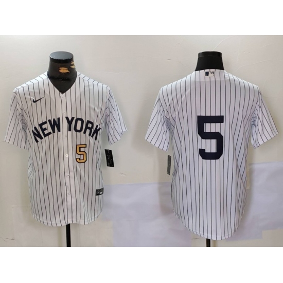 Men's New York Yankees #5 Joe DiMaggio White No Name Cool Base Stitched Jerseys - Ujersey