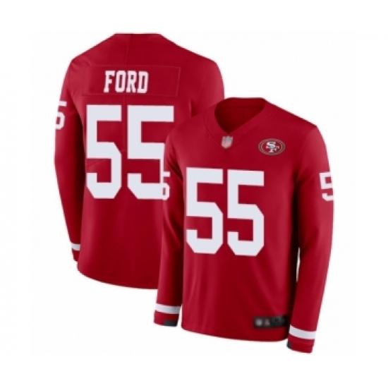 Men's San Francisco 49ers #55 Dee Ford Limited Red Therma Long Sleeve Football Jersey - Ujersey
