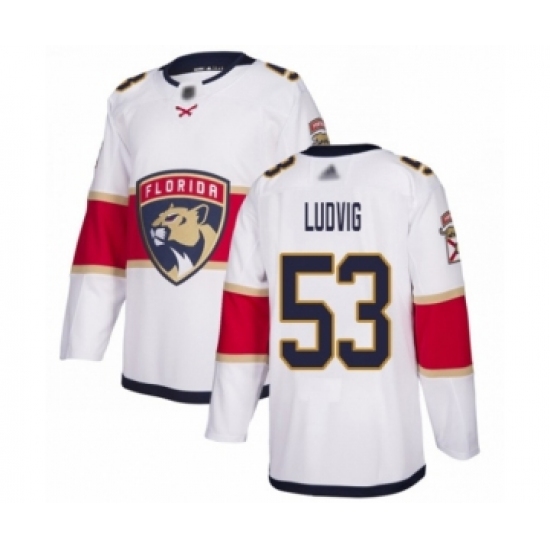 Men's Florida Panthers #53 John Ludvig Authentic White Away Hockey Jersey - Ujersey