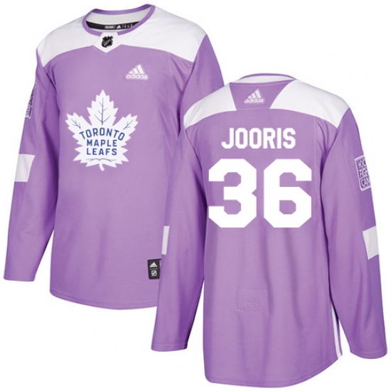 Men's Adidas Toronto Maple Leafs #36 Josh Jooris Authentic Purple Fights Cancer Practice NHL Jersey - Ujersey