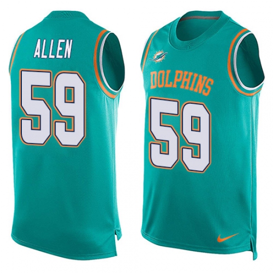 Men's Nike Miami Dolphins #59 Chase Allen Limited Aqua Green Player Name & Number Tank Top NFL Jersey - Ujersey