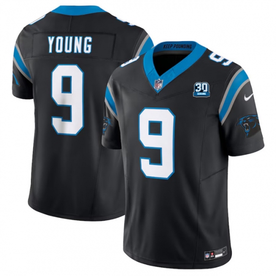 Men's Carolina Panthers #9 Bryce Young Black 2024 30th Anniversary F.U.S.E. Vapor Limited Stitched Football Jersey - Ujersey