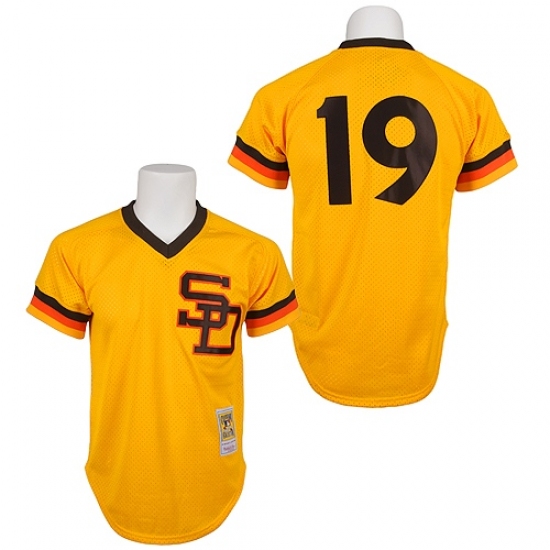 Men's Mitchell and Ness 1982 San Diego Padres #19 Tony Gwynn Replica Gold Throwback MLB Jersey - Ujersey