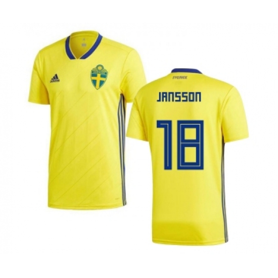 Sweden #18 Jansson Home Soccer Country Jersey