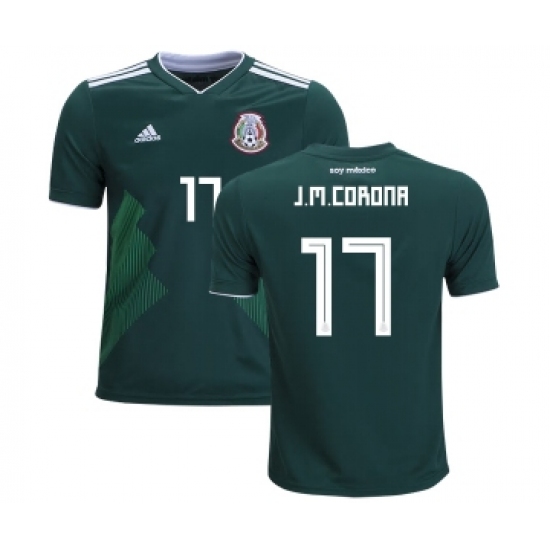 Mexico #17 J.M.Corona Home Kid Soccer Country Jersey
