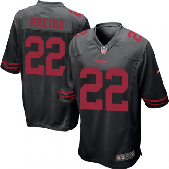 Men's Nike San Francisco 49ers #22 Matt Breida Game Black NFL Jersey - Ujersey