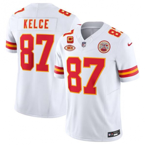 Men's Kansas City Chiefs #87 Travis Kelce White 2024 F.U.S.E. With NKH And 4-star C Vapor Untouchable Limited Football Stitched Jersey - Ujersey