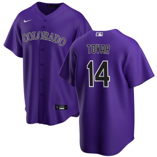 Men's Colorado Rockies #14 Ezequiel Tovar Purple Cool Base Stitched Baseball Jersey - Ujersey