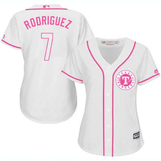 Women's Majestic Texas Rangers #7 Ivan Rodriguez Authentic White Fashion Cool Base MLB Jersey - Ujersey