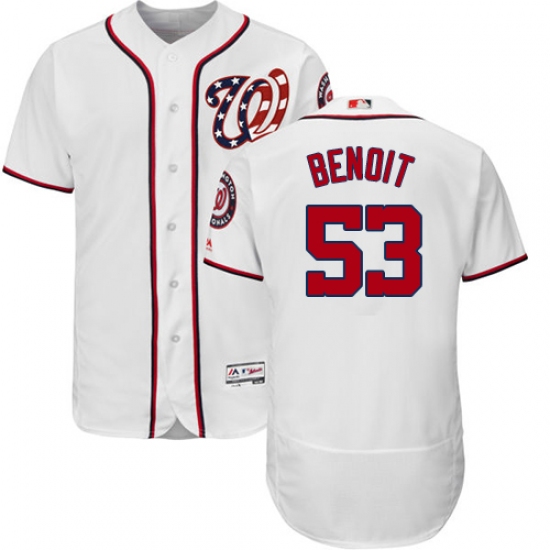 Men's Majestic Washington Nationals #53 Joaquin Benoit White Home Flex Base Authentic Collection MLB Jersey - Ujersey