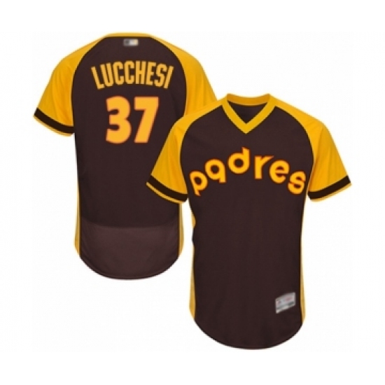 Men's San Diego Padres #37 Joey Lucchesi Brown Alternate Cooperstown Authentic Collection Flex Base Baseball Player Jersey - Ujersey
