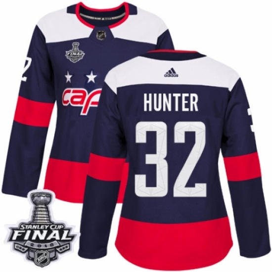 Women's Adidas Washington Capitals #32 Dale Hunter Authentic Navy Blue 2018 Stadium Series 2018 Stanley Cup Final NHL Jersey - Ujersey