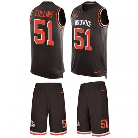 Men's Nike Cleveland Browns #51 Jamie Collins Limited Brown Tank Top Suit NFL Jersey - Ujersey