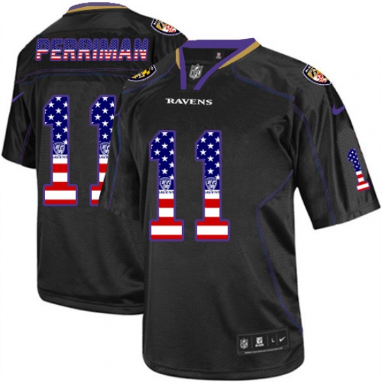 Men's Nike Baltimore Ravens #11 Breshad Perriman Elite Black USA Flag Fashion NFL Jersey - Ujersey