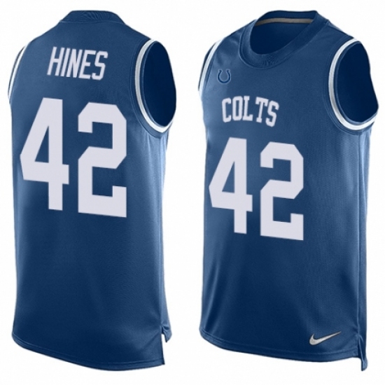 Men's Nike Indianapolis Colts #42 Nyheim Hines Limited Royal Blue Player Name & Number Tank Top NFL Jersey - Ujersey