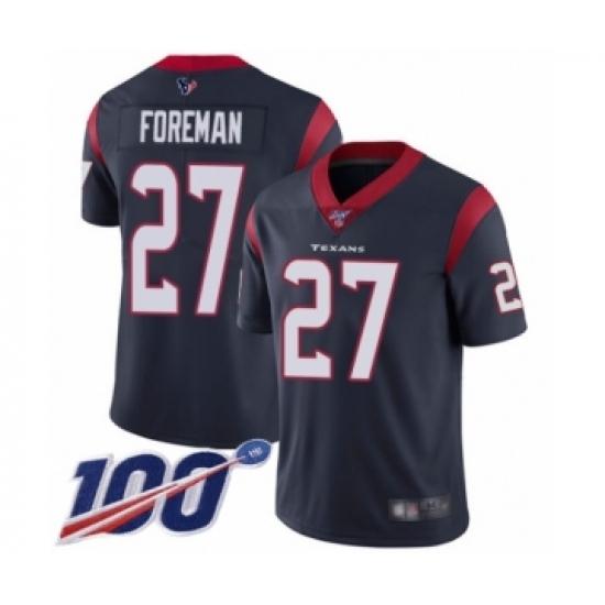 Men's Houston Texans #27 D'Onta Foreman Navy Blue Team Color Vapor Untouchable Limited Player 100th Season Football Jersey - Ujersey