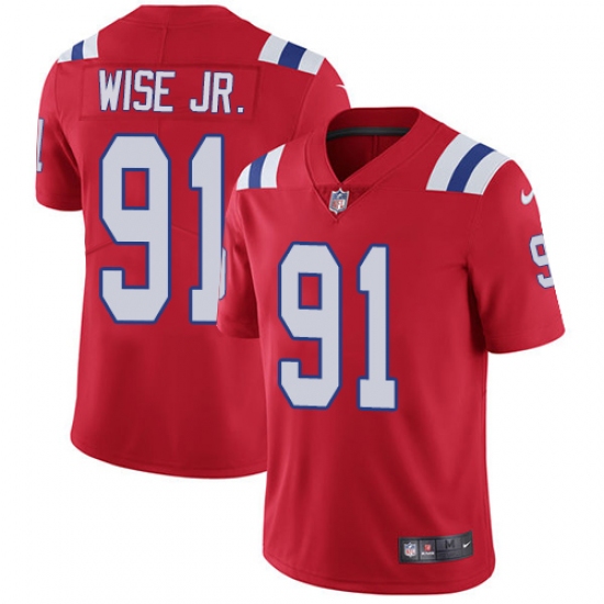 Youth Nike New England Patriots #91 Deatrich Wise Jr Red Alternate Vapor Untouchable Limited Player NFL Jersey - Ujersey