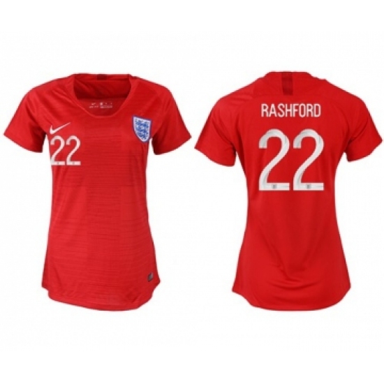 Women's England #22 Rashford Away Soccer Country Jersey