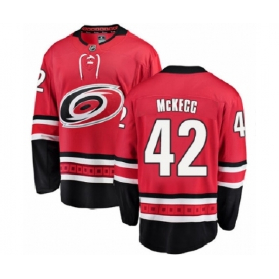 Youth Carolina Hurricanes #42 Greg McKegg Authentic Red Home Fanatics Branded Breakaway NHL Jersey - Ujersey