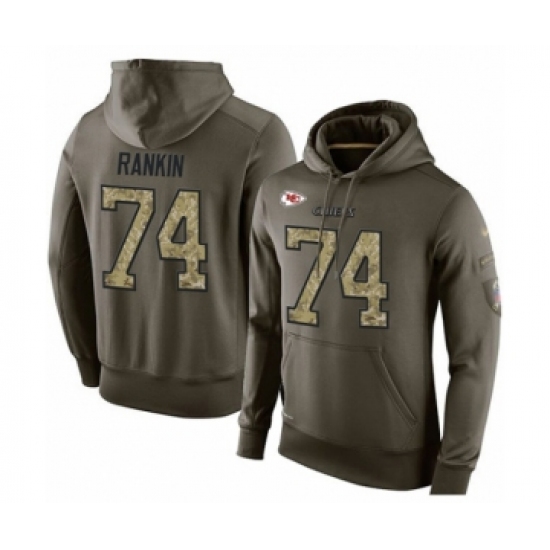 Football Men's Kansas City Chiefs #74 Martinas Rankin Green Salute To Service Pullover Hoodie - Ujersey