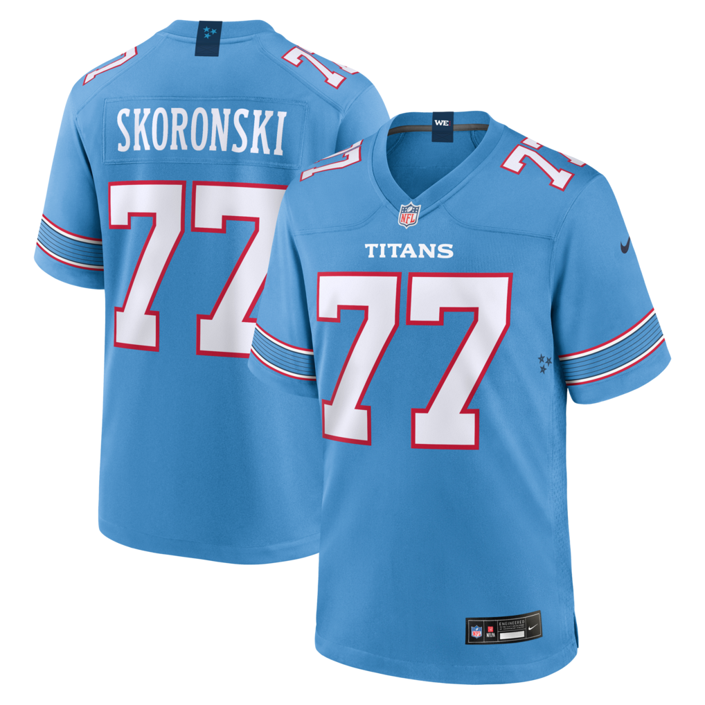 Men's Tennessee Titans Peter Skoronski Nike Light Blue Game Jersey - SUjersey01