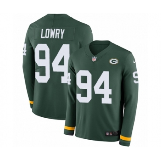 Men's Nike Green Bay Packers #94 Dean Lowry Limited Green Therma Long Sleeve NFL Jersey - Ujersey