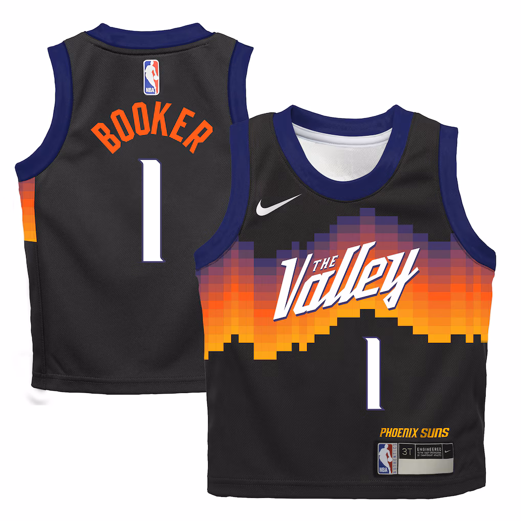 Preschool Phoenix Suns Devin Booker Nike Black 2025/26 City Edition Swingman Jersey - Vujersey Los Angeles Rams