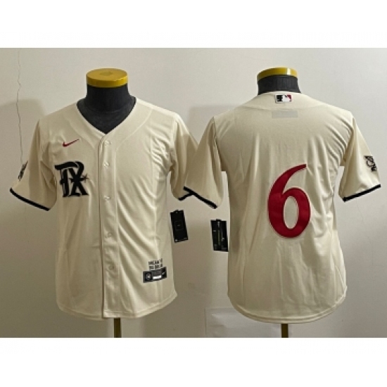 Youth Texas Rangers #6 Josh Jung Cream 2023 City Connect Cool Base Stitched Jersey - Ujersey