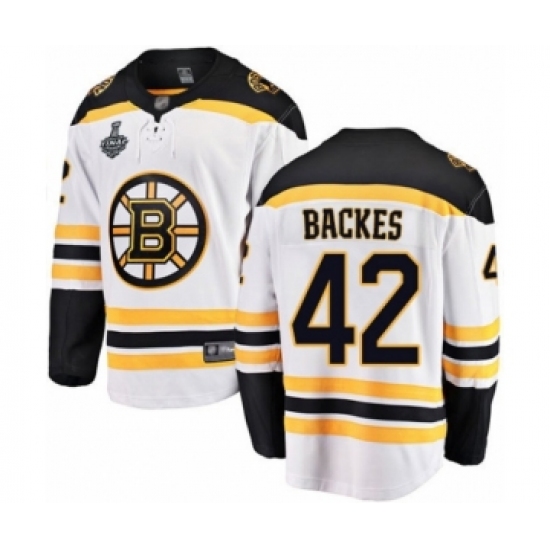 Men's Boston Bruins #42 David Backes Authentic White Away Fanatics Branded Breakaway 2019 Stanley Cup Final Bound Hockey Jersey - Ujersey