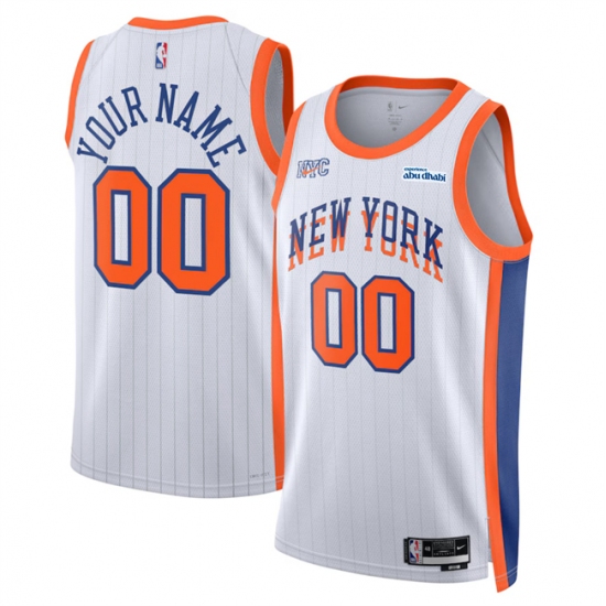 Men's New Yok Knicks Active Player Custom White 2024-25 City Edition Stitched Basketball Jersey - Ujersey