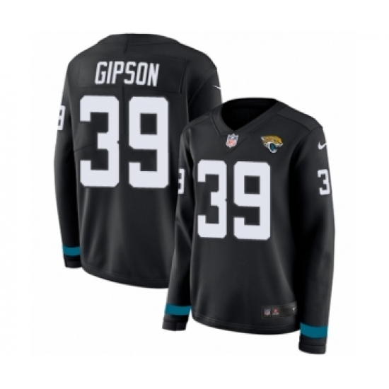 Women's Nike Jacksonville Jaguars #39 Tashaun Gipson Limited Black Therma Long Sleeve NFL Jersey - Ujersey