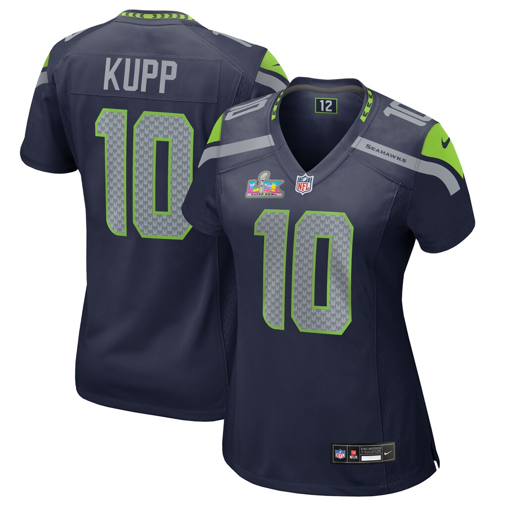 Women's Seattle Seahawks Cooper Kupp Nike College Navy Super Bowl LX Patch Game Jersey - U-jersey