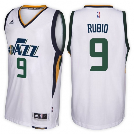 Utah Jazz #9 Ricky Rubio Home White New Swingman Stitched NBA Jersey - Ujersey