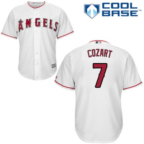 Youth Majestic Los Angeles Angels of Anaheim #7 Zack Cozart Replica White Home Cool Base MLB Jersey - Ujersey