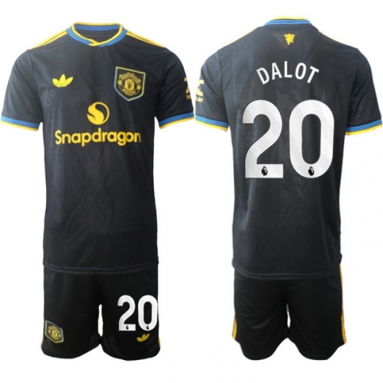 Men Manchester United 2026 Soccer Jerseys Black #20 DALOT