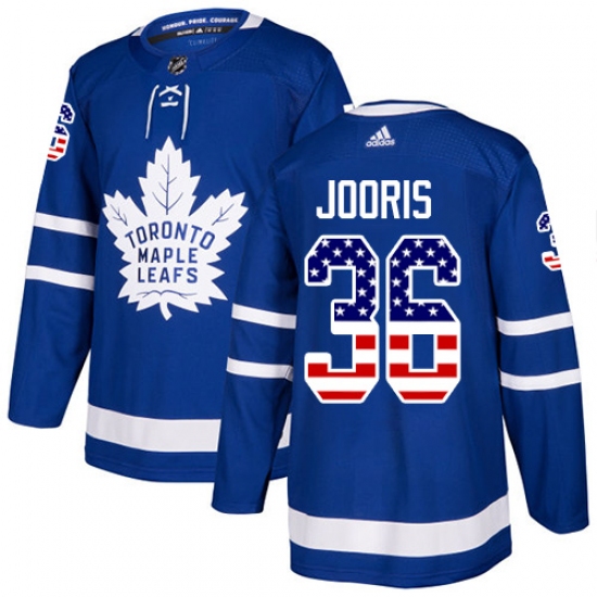 Men's Adidas Toronto Maple Leafs #36 Josh Jooris Authentic Royal Blue USA Flag Fashion NHL Jersey - Ujersey