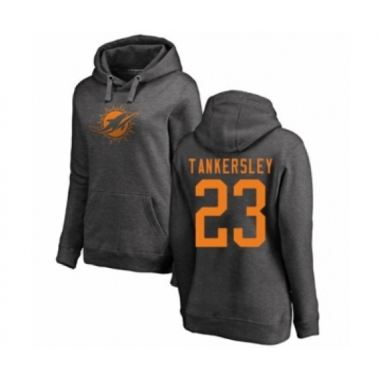 Football Women's Miami Dolphins #23 Cordrea Tankersley Ash One Color Pullover Hoodie - Ujersey