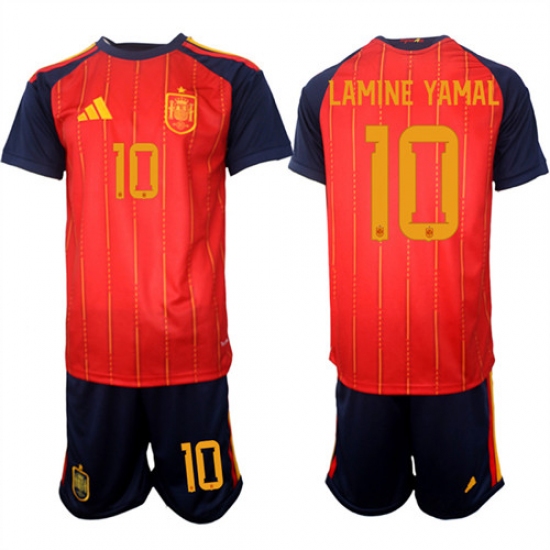 Men's Spain #10 LAMINE YAMAL National Team FIFA x World Cup 2026 Home Red On Field Jerseys