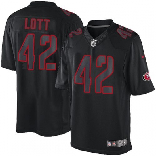 Men's Nike San Francisco 49ers #42 Ronnie Lott Limited Black Impact NFL Jersey - Ujersey