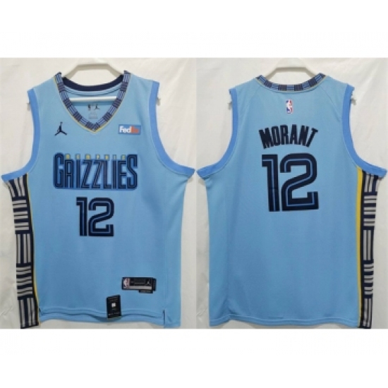 Men's Memphis Grizzlies #12 Ja Morant Blue Stitched Jersey - Ujersey