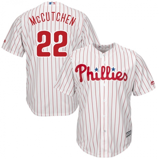 Men's Philadelphia Phillies #22 Andrew McCutchen Majestic White Scarlet Official Cool Base Player Jersey - Ujersey
