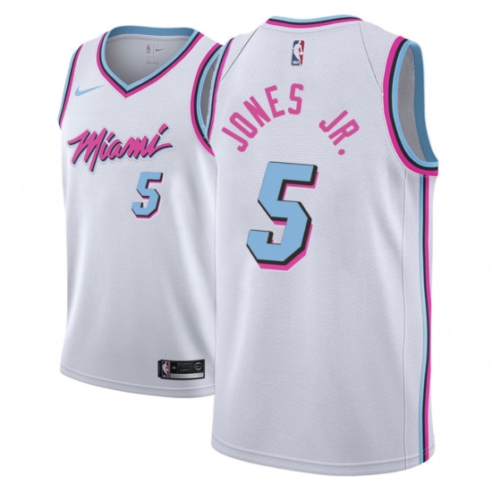 Men NBA 2018-19 Miami Heat #5 Derrick Jones Jr. City Edition White Jersey - Ujersey