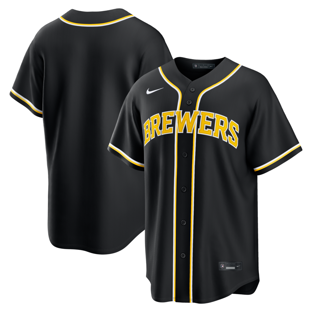 Men's Milwaukee Brewers Nike Fashion Replica Black Out Jersey - Ujersey Shop