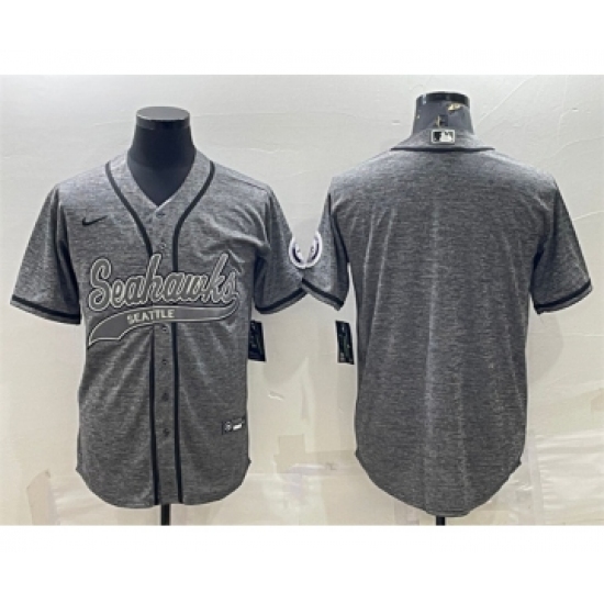 Men's Seattle Seahawks Blank Gray With Patch Cool Base Stitched Baseball Jersey - Ujersey