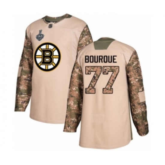 Men's Boston Bruins #77 Ray Bourque Authentic Camo Veterans Day Practice 2019 Stanley Cup Final Bound Hockey Jersey - Ujersey