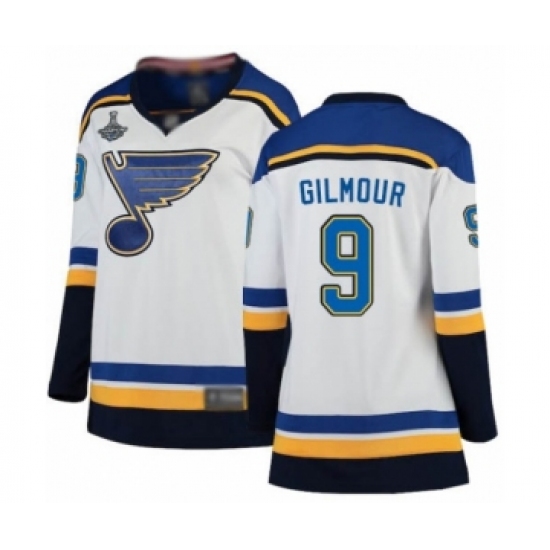 Women's St. Louis Blues #9 Doug Gilmour Fanatics Branded White Away Breakaway 2019 Stanley Cup Champions Hockey Jersey