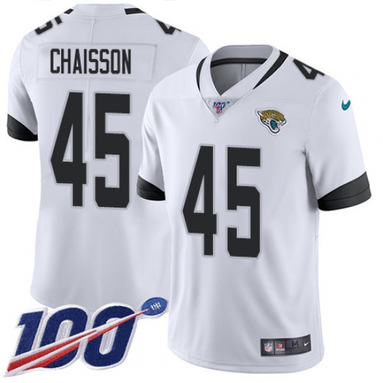 Men's Jacksonville Jaguars #45 K'Lavon Chaisson White Stitched NFL 100th Season Vapor Untouchable Limited Jersey - Ujersey