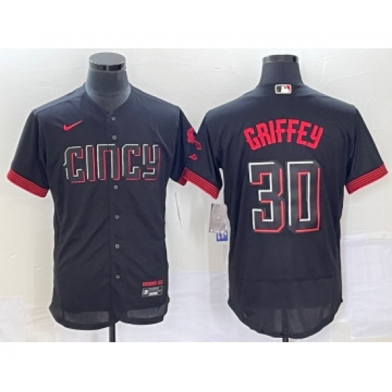 Men's Cincinnati Reds #30 Ken Griffey Jr Black 2023 City Connect Flex Base Stitched Jersey - Ujersey