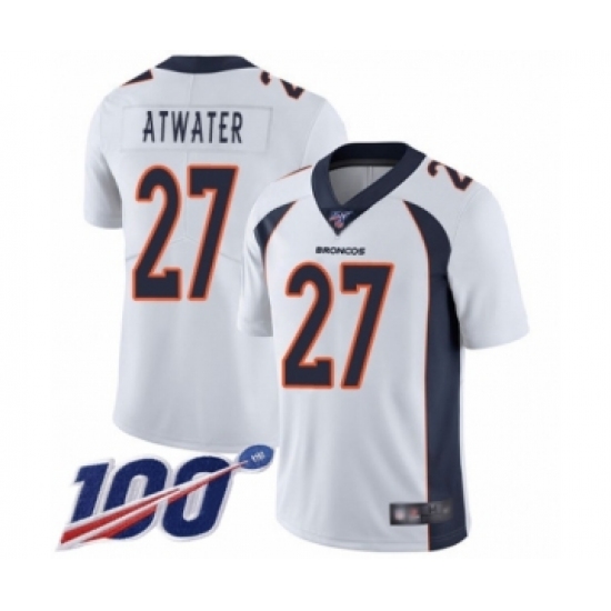 Men's Denver Broncos #27 Steve Atwater White Vapor Untouchable Limited Player 100th Season Football Jersey - Ujersey