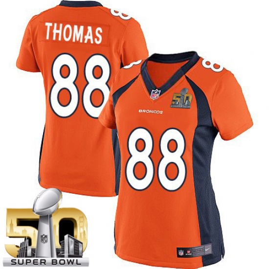 Women's Nike Denver Broncos #88 Demaryius Thomas Limited Orange Team Color Super Bowl 50 Bound NFL Jersey - Ujersey